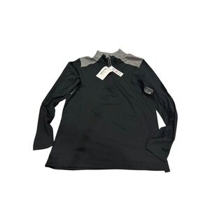 TEAM 365 Ladies Black Gray Quarter Zip Long Sleeve Athletic Pullover L